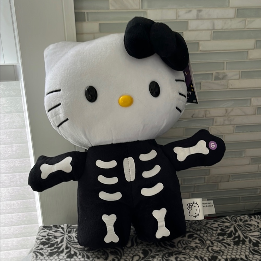 Hello Kitty Black and White Skeleton Plush